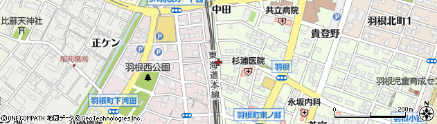 愛知県岡崎市羽根町（前田）周辺の地図
