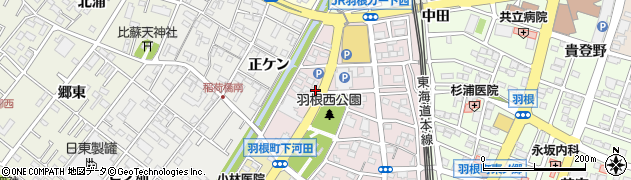 愛知県岡崎市羽根町（下河田）周辺の地図