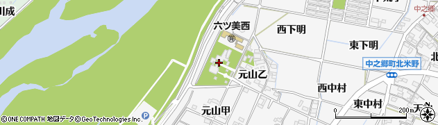 愛知県岡崎市中之郷町（元山）周辺の地図