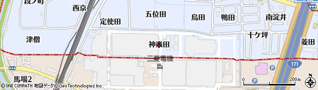 京都府向日市上植野町（神楽田）周辺の地図