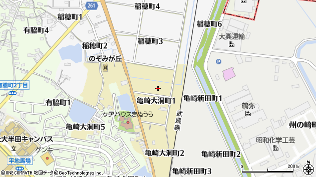 〒475-0025 愛知県半田市亀崎大洞町の地図