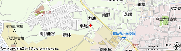 京都府長岡京市長法寺力池周辺の地図