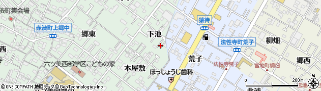愛知県岡崎市赤渋町下池20周辺の地図