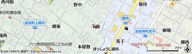 愛知県岡崎市赤渋町下池周辺の地図