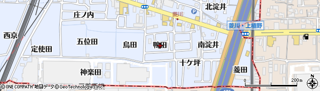 京都府向日市上植野町（鴨田）周辺の地図