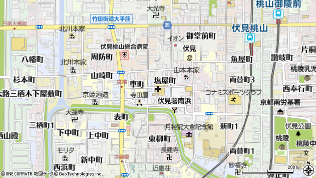〒612-8046 京都府京都市伏見区塩屋町の地図