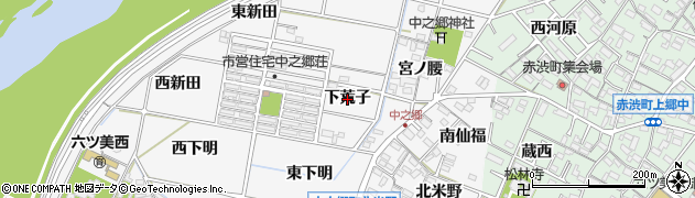 愛知県岡崎市中之郷町（下荒子）周辺の地図
