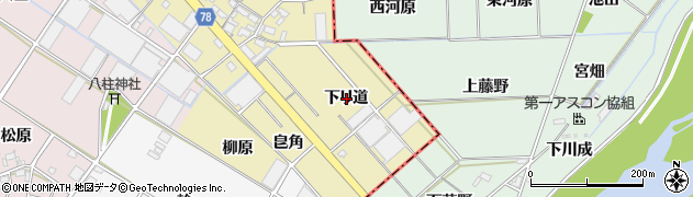 愛知県安城市河野町（下リ道）周辺の地図