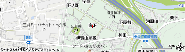 愛知県岡崎市保母町（家下）周辺の地図