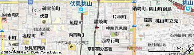 京都府京都市伏見区讃岐町周辺の地図