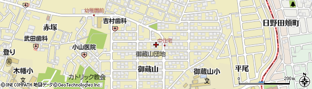 京都府宇治市木幡御蔵山周辺の地図