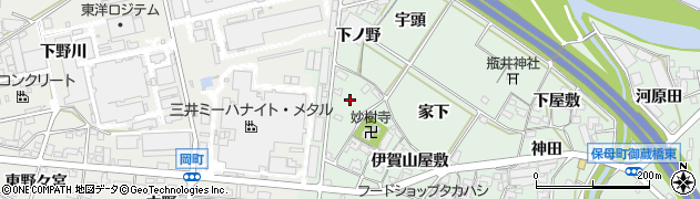 愛知県岡崎市保母町（中ノ野）周辺の地図