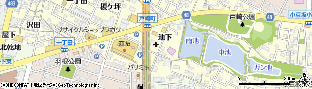 愛知県岡崎市戸崎町（池下）周辺の地図