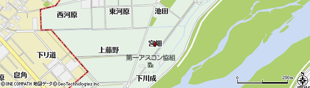 愛知県岡崎市下佐々木町（宮畑）周辺の地図