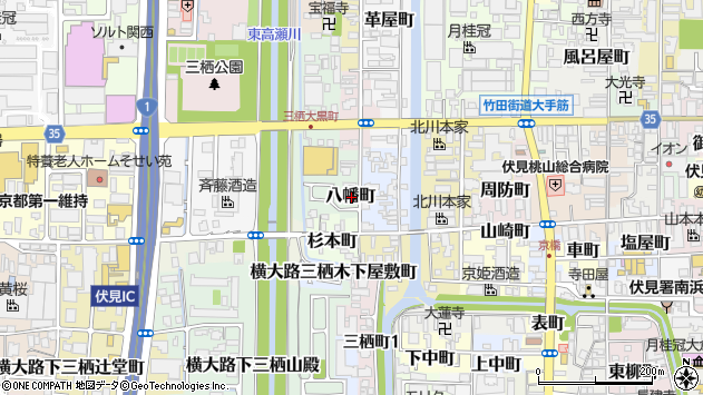〒612-8204 京都府京都市伏見区八幡町の地図