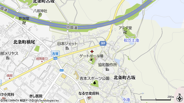 〒675-2303 兵庫県加西市北条町古坂の地図