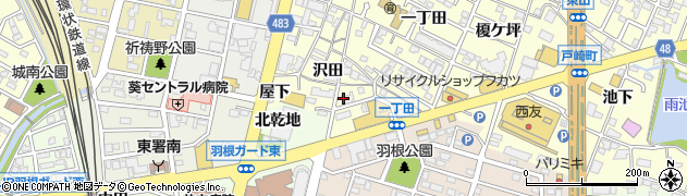 愛知県岡崎市戸崎町（沢田）周辺の地図