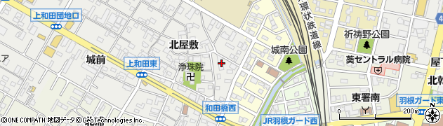 愛知県岡崎市上和田町北屋敷周辺の地図