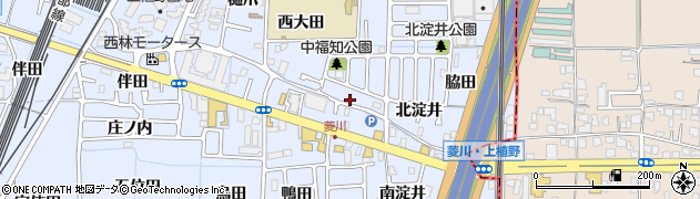 京都府向日市上植野町中福知1周辺の地図