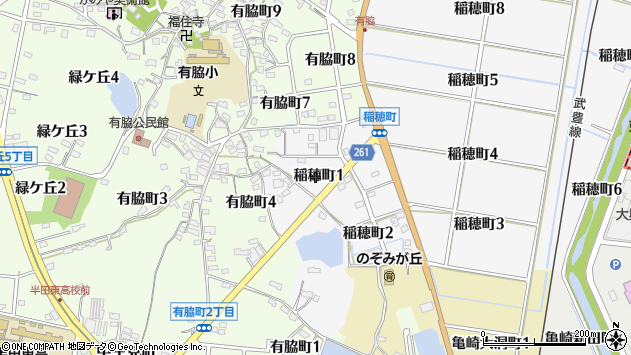 〒475-0011 愛知県半田市稲穂町の地図