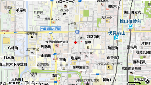 〒612-8057 京都府京都市伏見区平野町の地図