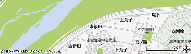愛知県岡崎市中之郷町（東新田）周辺の地図
