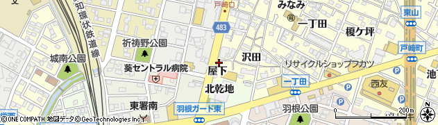 愛知県岡崎市戸崎町（屋下）周辺の地図