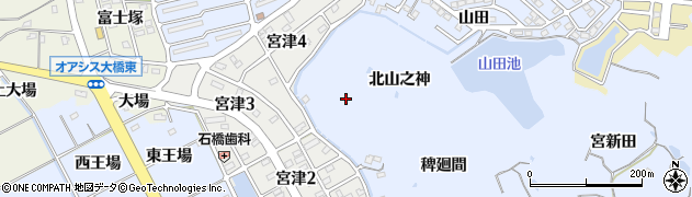 愛知県阿久比町（知多郡）宮津（山子山）周辺の地図