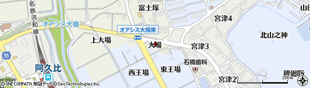 愛知県阿久比町（知多郡）卯坂（大場）周辺の地図
