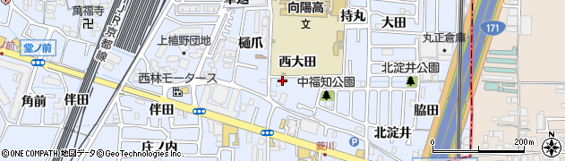 京都府向日市上植野町（妙峠）周辺の地図