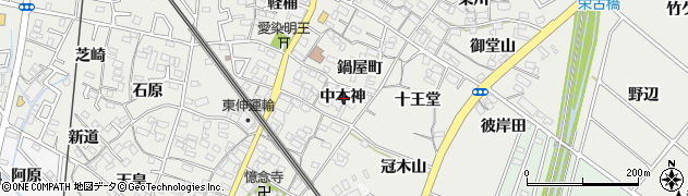 愛知県安城市古井町中本神周辺の地図