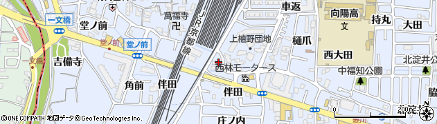 京都府向日市上植野町（大門）周辺の地図