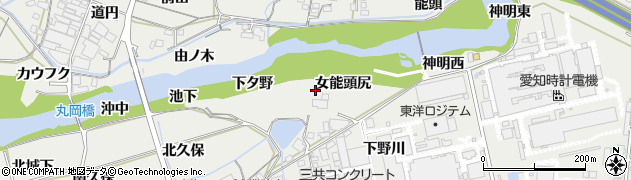 愛知県岡崎市岡町（女能頭尻）周辺の地図