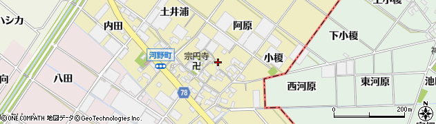 愛知県安城市河野町（藤野郷）周辺の地図