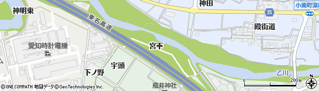 愛知県岡崎市保母町宮下周辺の地図