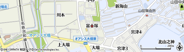 愛知県阿久比町（知多郡）卯坂（富士塚）周辺の地図