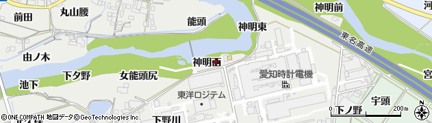 愛知県岡崎市岡町（神明西）周辺の地図