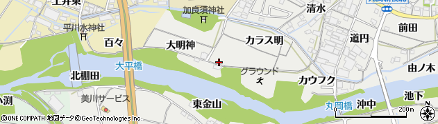 愛知県岡崎市丸山町（カラス明）周辺の地図