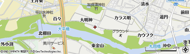 愛知県岡崎市丸山町（大明神）周辺の地図