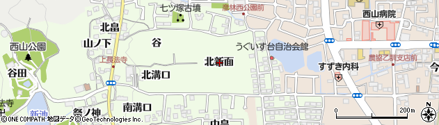 京都府長岡京市長法寺北新面周辺の地図