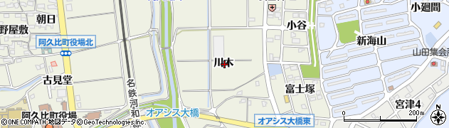 愛知県知多郡阿久比町卯坂川木周辺の地図