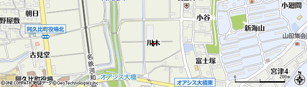 愛知県阿久比町（知多郡）卯坂（川木）周辺の地図