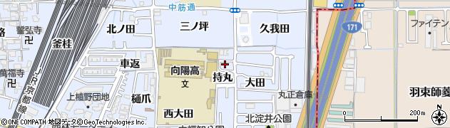 京都府向日市上植野町持丸周辺の地図