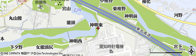 愛知県岡崎市岡町（神明東）周辺の地図