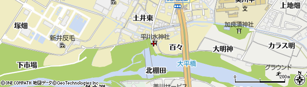 愛知県岡崎市大平町（下市場）周辺の地図