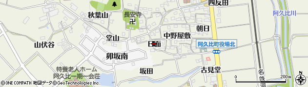 愛知県阿久比町（知多郡）卯坂（日面）周辺の地図