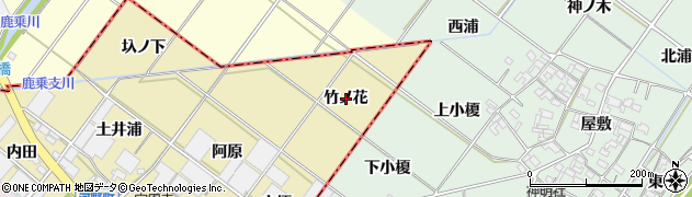 愛知県安城市河野町竹ノ花周辺の地図