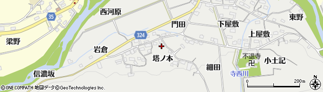 愛知県岡崎市生平町（塔ノ本）周辺の地図