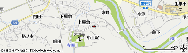 愛知県岡崎市生平町（上屋敷）周辺の地図