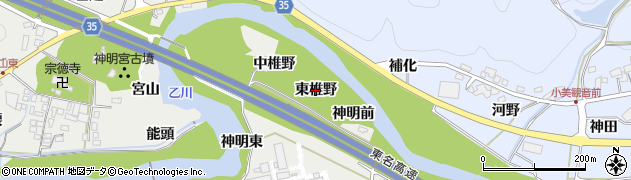 愛知県岡崎市岡町（東椎野）周辺の地図